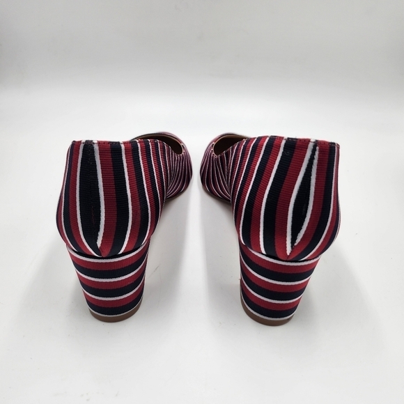 Talbots Kelsey Womens striped satin fabric upper block heel pumps Sz 9.5M - Picture 5 of 9